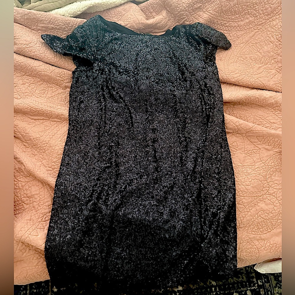 Black sequin mini dress